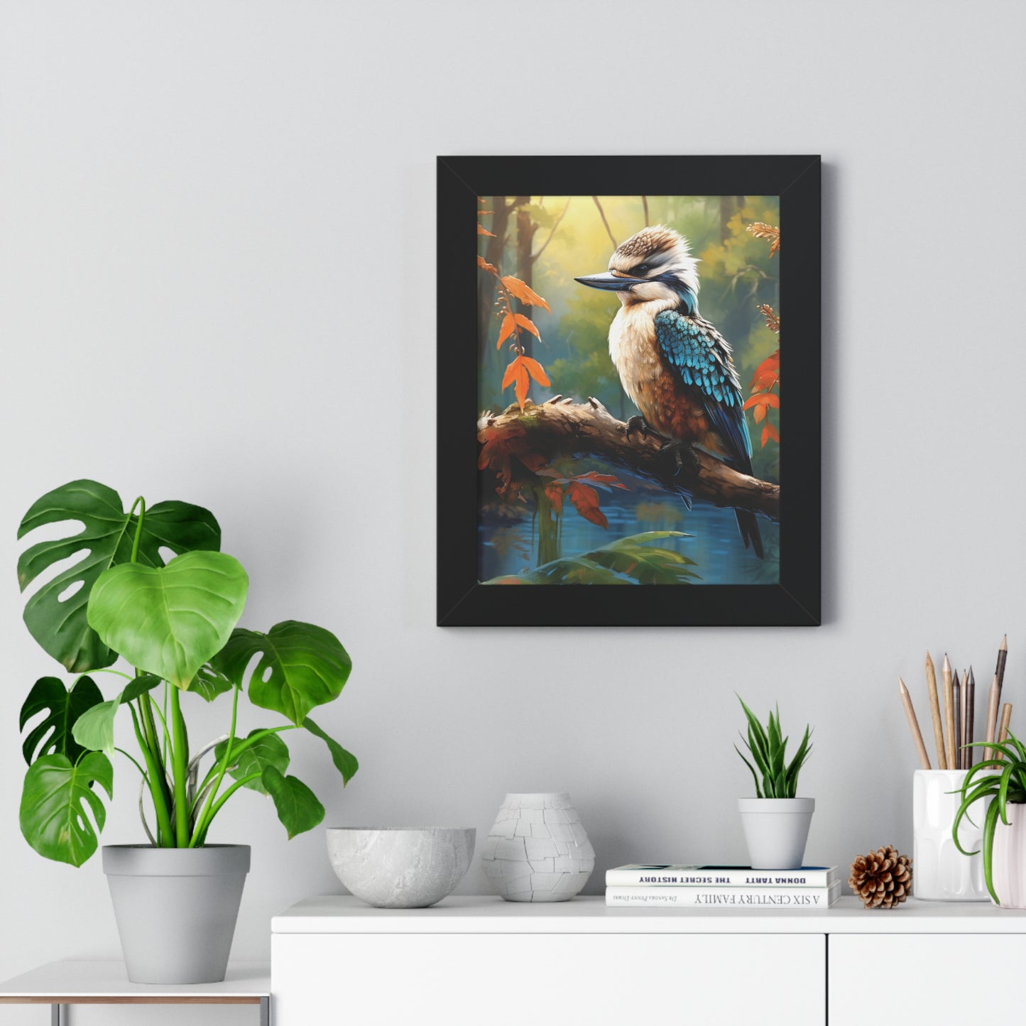 Yarra Gaze: Watercoloured Australian Kookaburra Framed Print