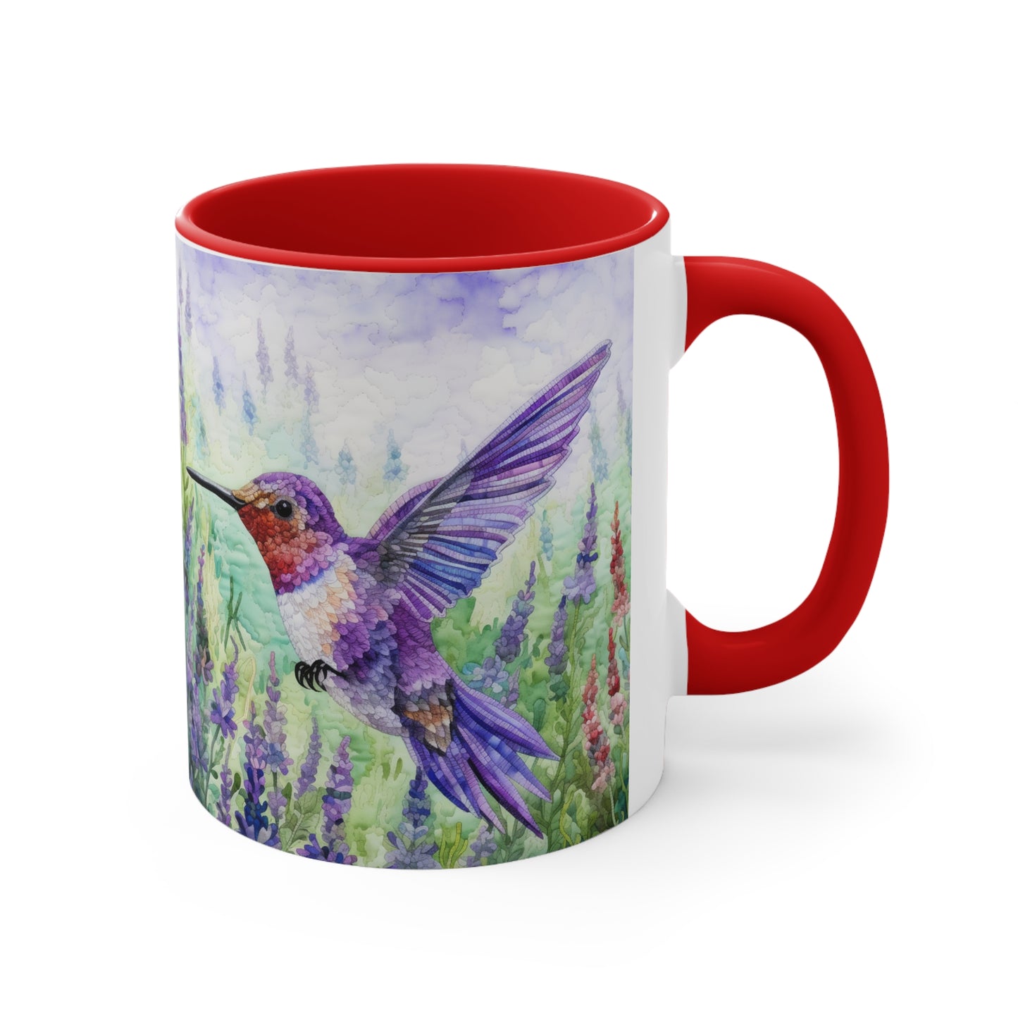 Tranquil Moments: Hummingbird in Lavender Field Watercoloured Coffee Mug (Series 4)