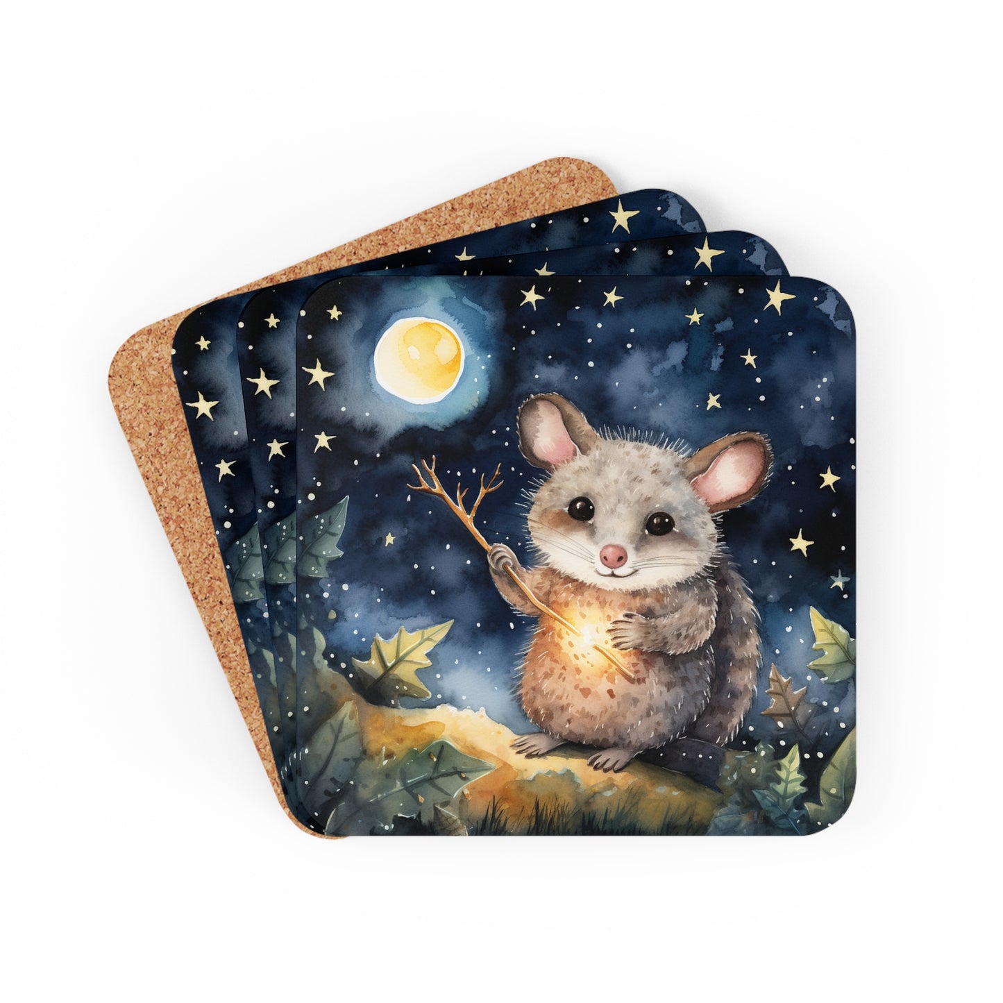Nighttime Possum Coaster Set (Series 7)