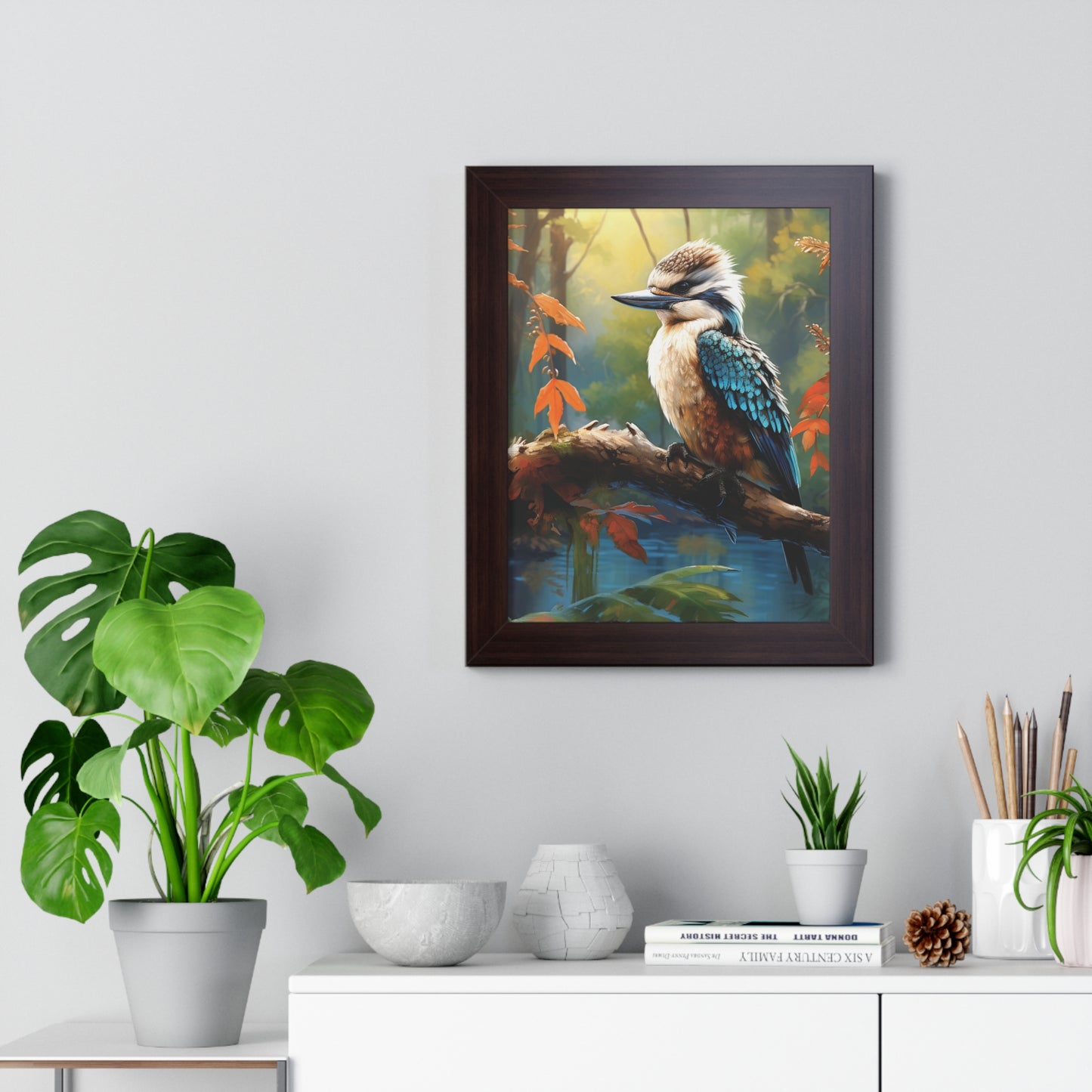 Yarra Gaze: Watercoloured Australian Kookaburra Framed Print