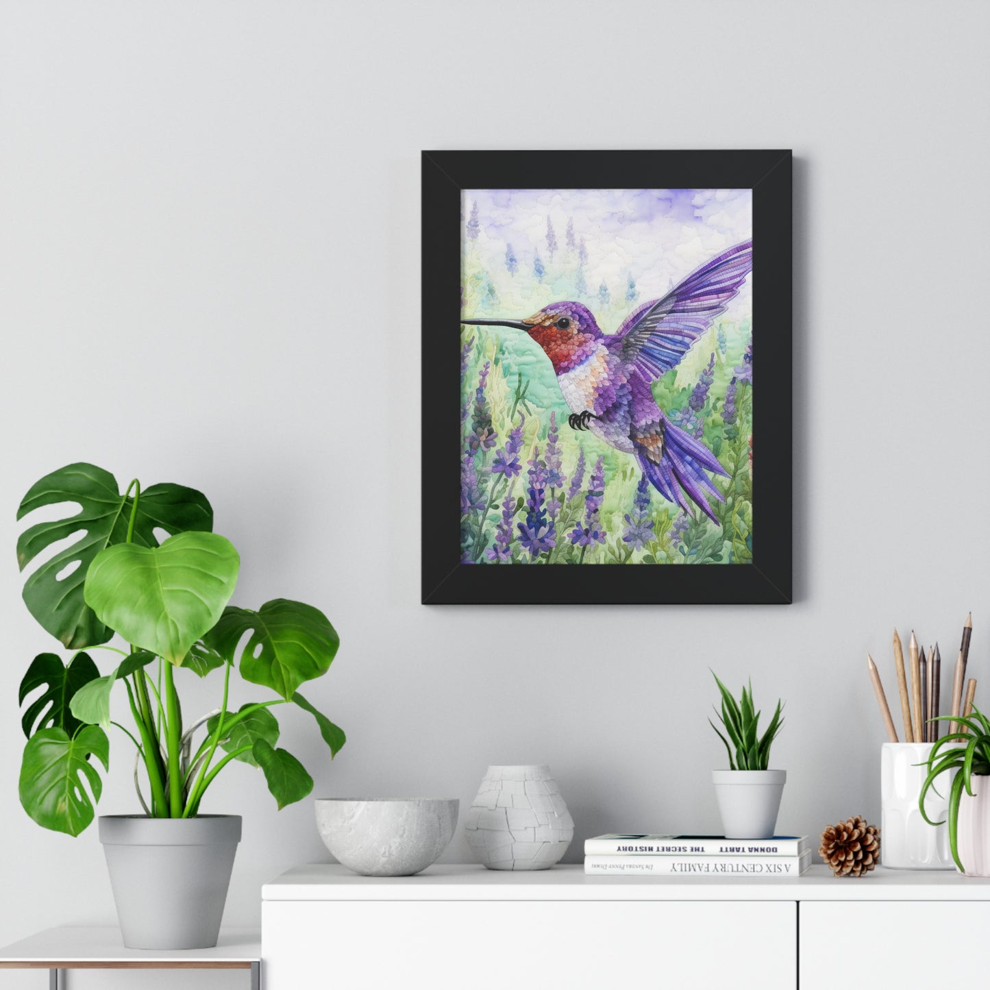 Threaded Wings: A humming's birds dance in a lavender field (Series 4)