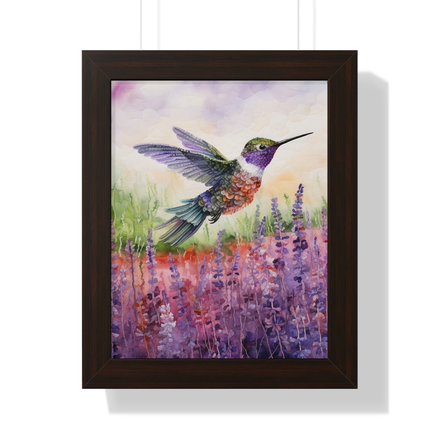 Threaded Wings: A humming's birds dance in a lavender field (Series 3)