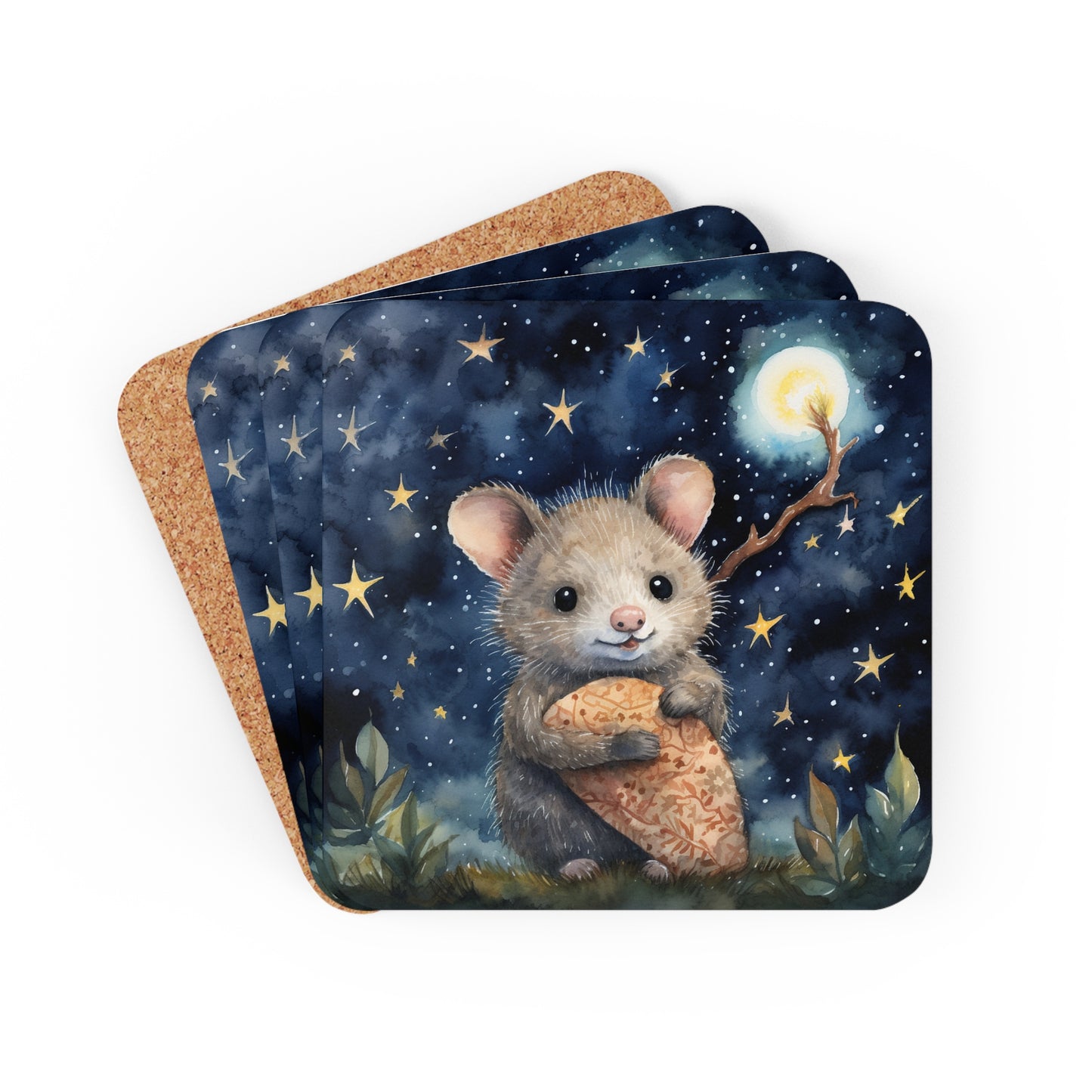 Nighttime Possum Coaster Set (Series 9)