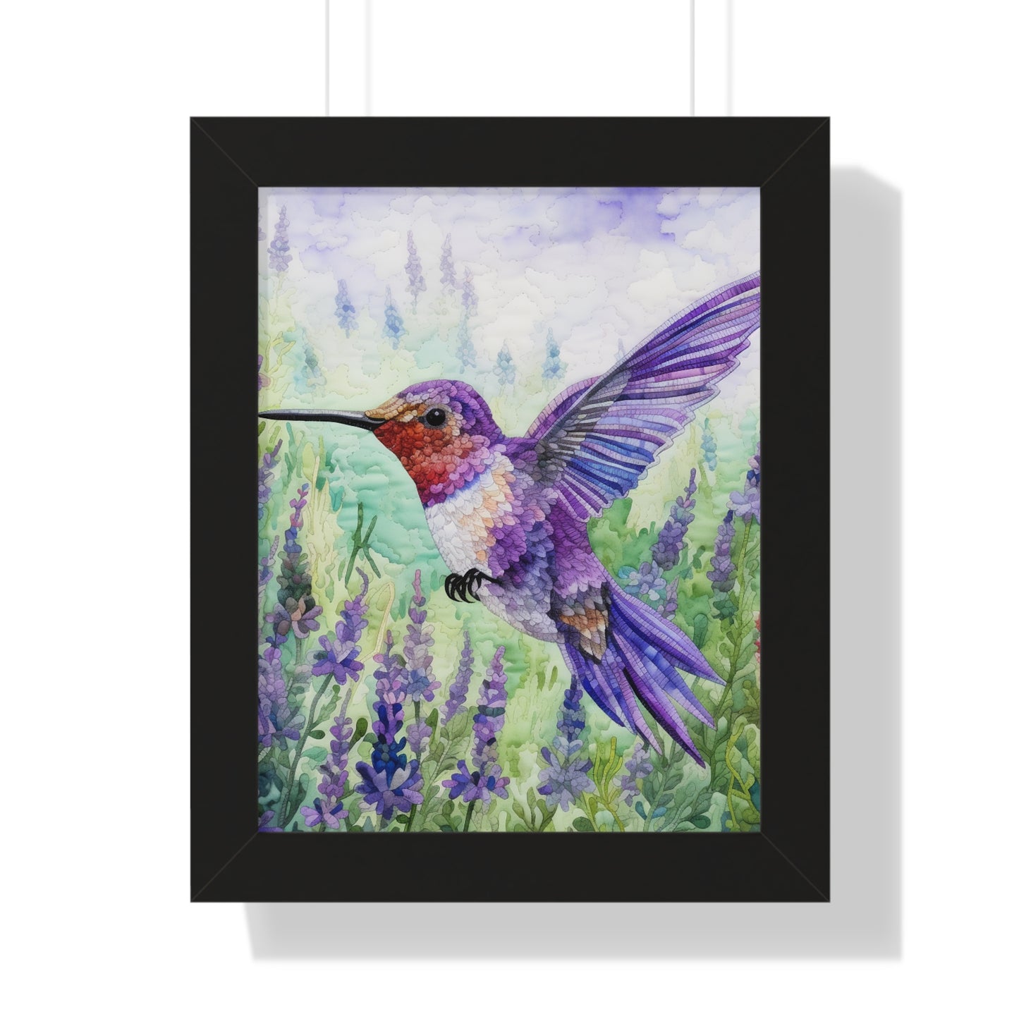 Threaded Wings: A humming's birds dance in a lavender field (Series 4)