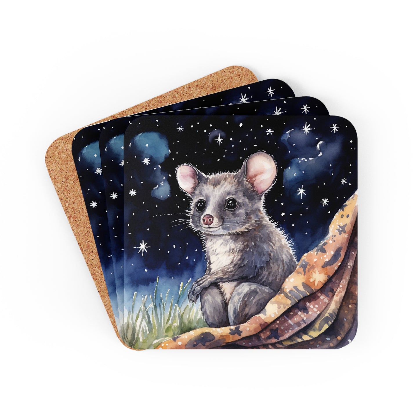 Nighttime Possum Coaster Set (Series 4)