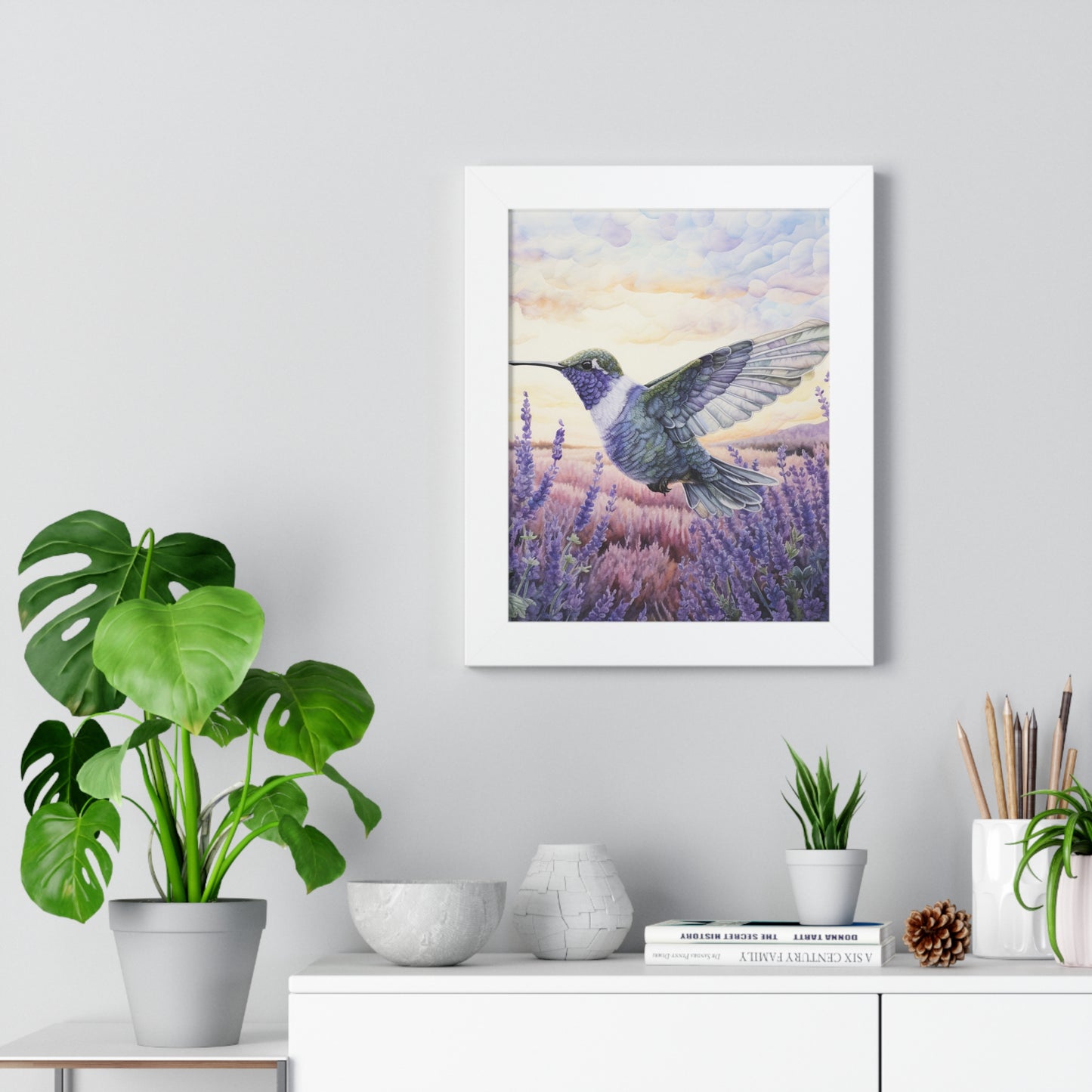 Threaded Wings: A humming's birds dance in a lavender field (Series 2)